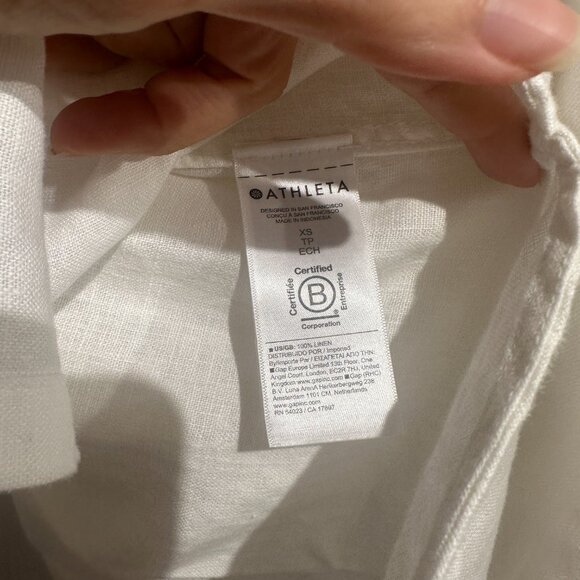 BNWT Athleta Retreat 100% Linen Shirt - XS Calla Lily - Picture 8 of 8